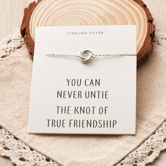 Sterling Silver Friendship Quote Knot Bracelet - Philip Jones Jewellery
