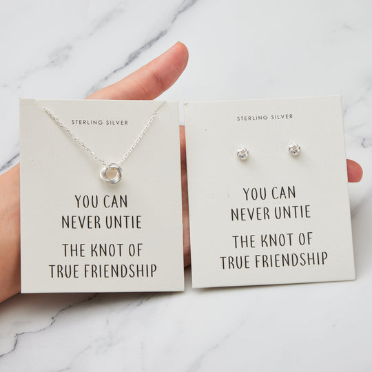 Sterling Silver Friendship Quote Knot Set - Philip Jones Jewellery