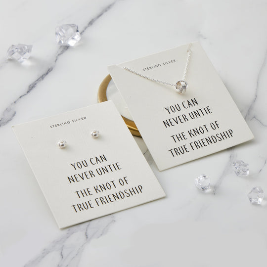 Sterling Silver Friendship Quote Knot Set - Philip Jones Jewellery