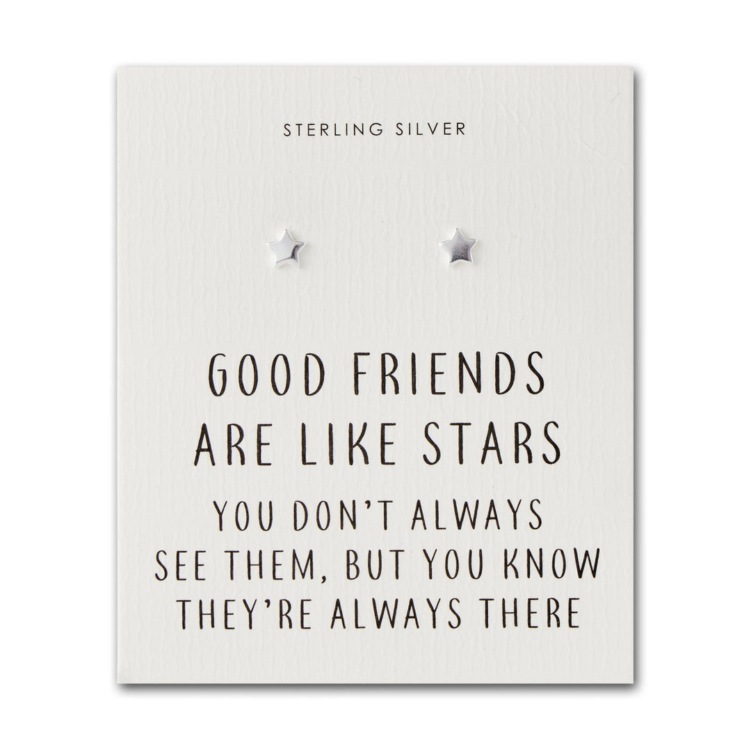 Sterling Silver Friendship Quote Star Earrings - Philip Jones Jewellery