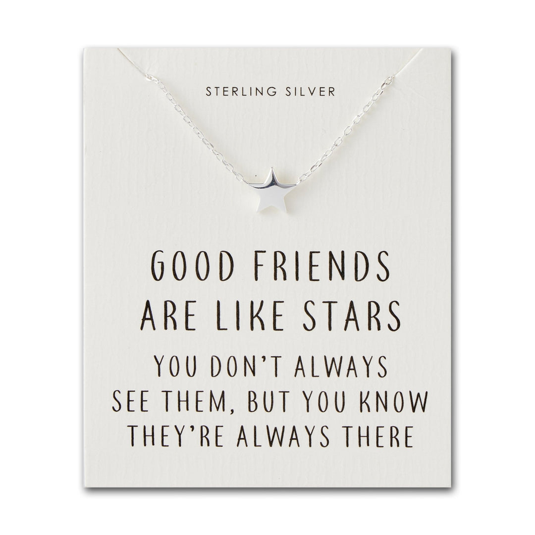 Sterling Silver Friendship Quote Star Necklace - Philip Jones Jewellery