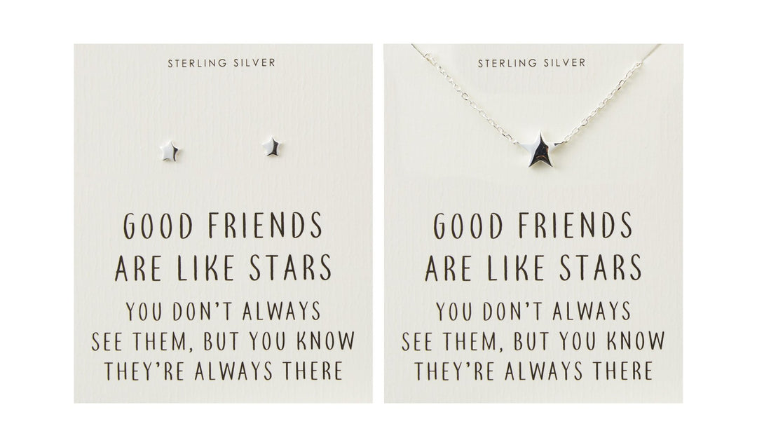 Sterling Silver Friendship Quote Star Set - Philip Jones Jewellery