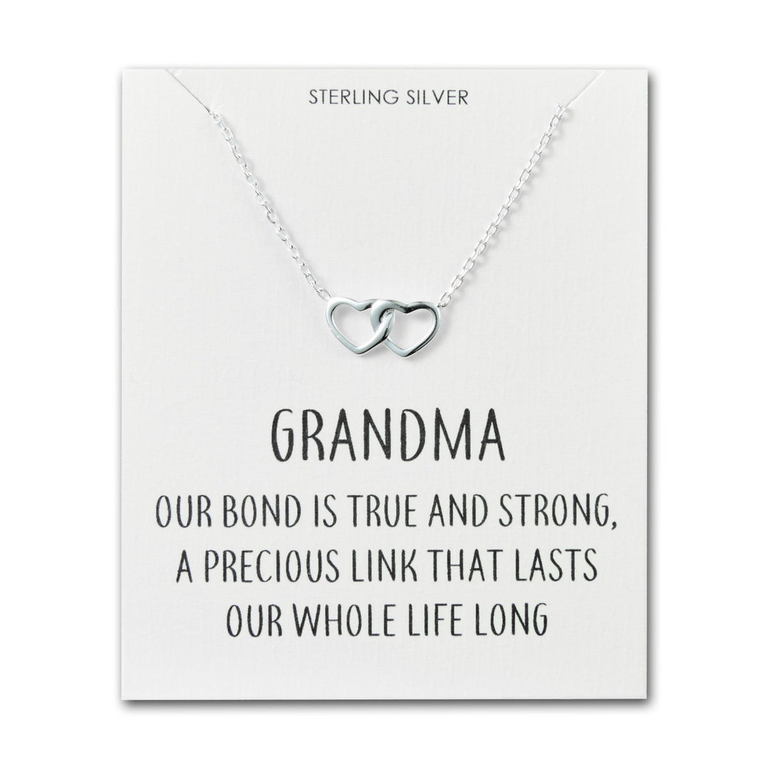 Sterling Silver Grandma Quote Heart Link Necklace - Philip Jones Jewellery