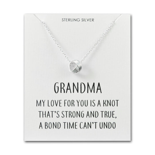 Sterling Silver Grandma Quote Knot Necklace - Philip Jones Jewellery