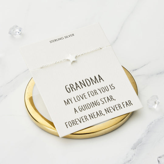 Sterling Silver Grandma Quote Star Bracelet - Philip Jones Jewellery