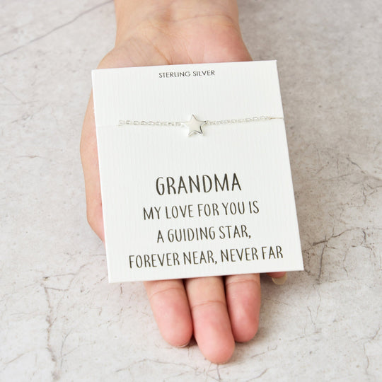 Sterling Silver Grandma Quote Star Bracelet - Philip Jones Jewellery