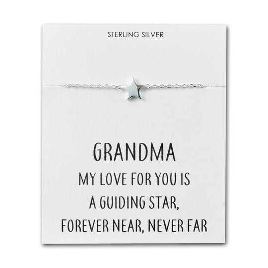 Sterling Silver Grandma Quote Star Bracelet - Philip Jones Jewellery