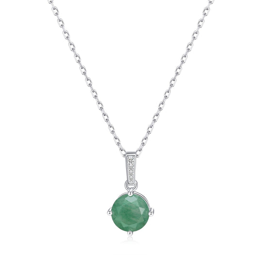 Sterling Silver Green Aventurine Gemstone Necklace - Philip Jones Jewellery