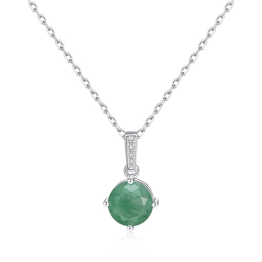 Sterling Silver Green Aventurine Gemstone Necklace - Philip Jones Jewellery