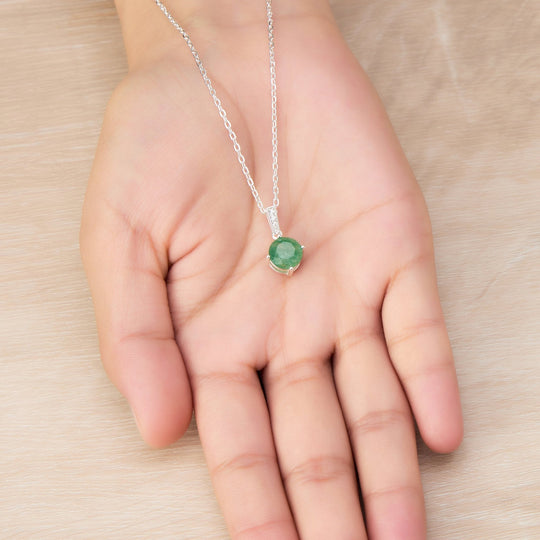 Sterling Silver Green Aventurine Gemstone Necklace with Quote Card - Philip Jones Jewellery