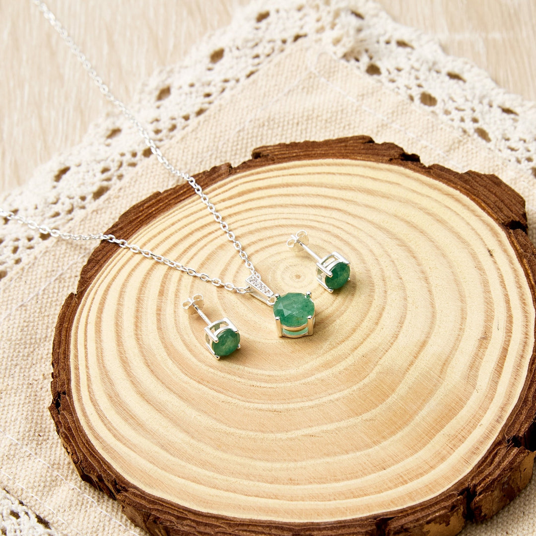Sterling Silver Green Aventurine Gemstone Set - Philip Jones Jewellery