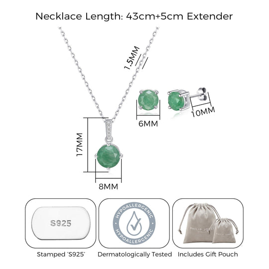 Sterling Silver Green Aventurine Gemstone Set - Philip Jones Jewellery