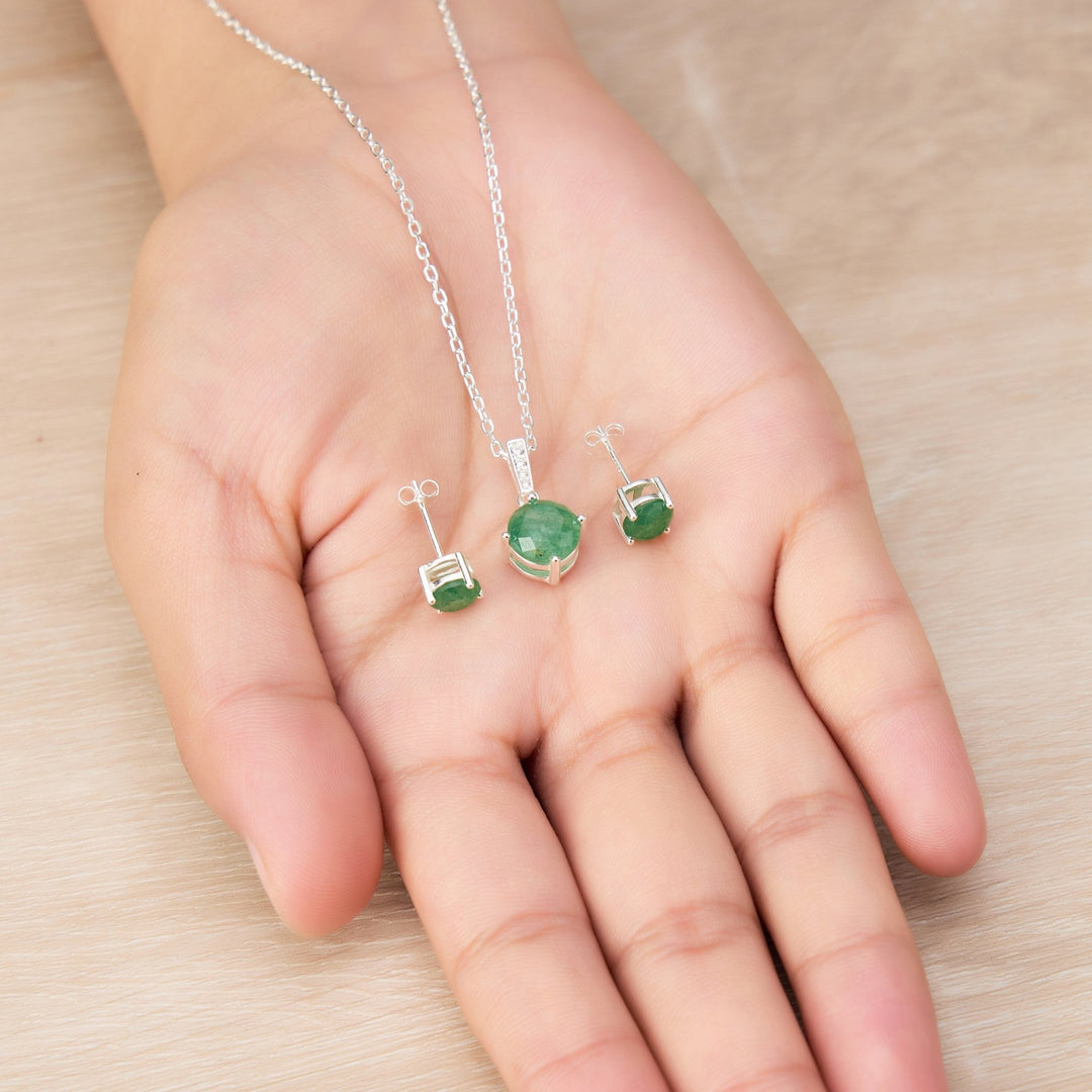 Sterling Silver Green Aventurine Gemstone Set - Philip Jones Jewellery