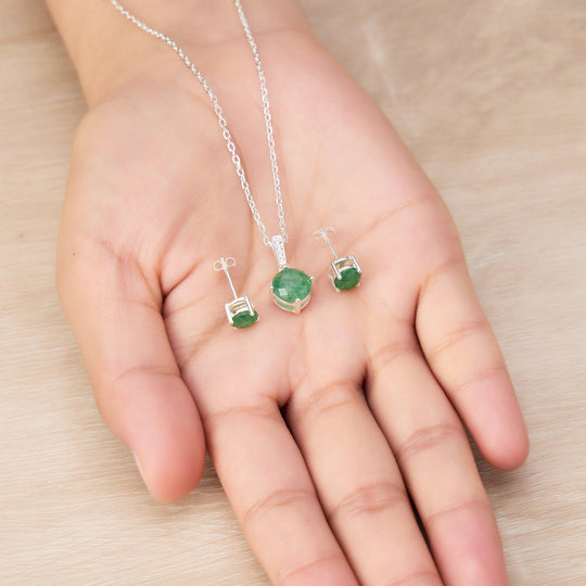 Sterling Silver Green Aventurine Gemstone Set - Philip Jones Jewellery