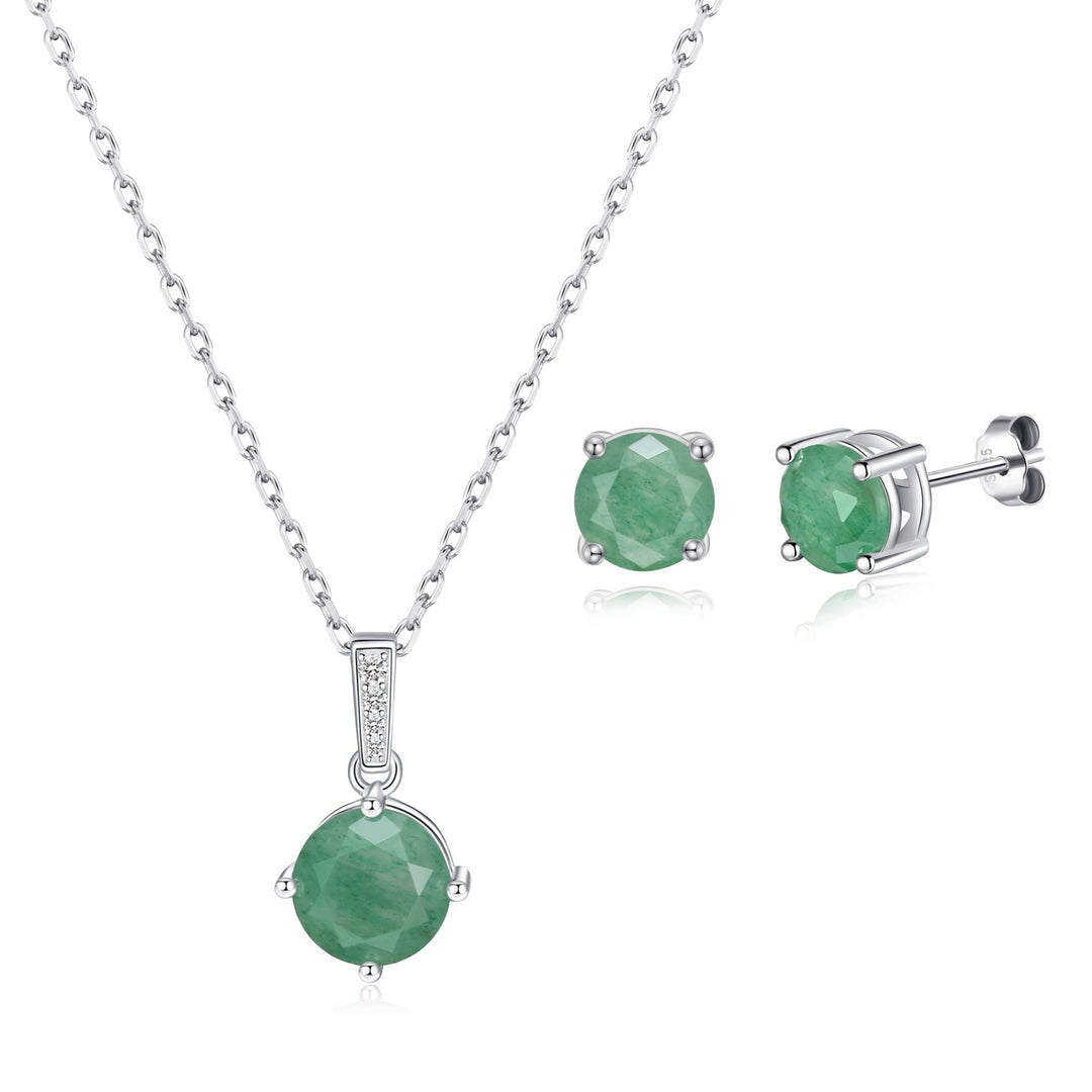 Sterling Silver Green Aventurine Gemstone Set - Philip Jones Jewellery