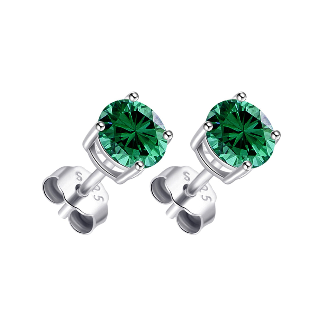 Sterling Silver Green Earrings Created with Zircondia® Crystals - Philip Jones Jewellery