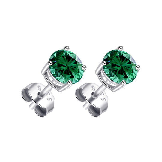 Sterling Silver Green Earrings Created with Zircondia® Crystals - Philip Jones Jewellery