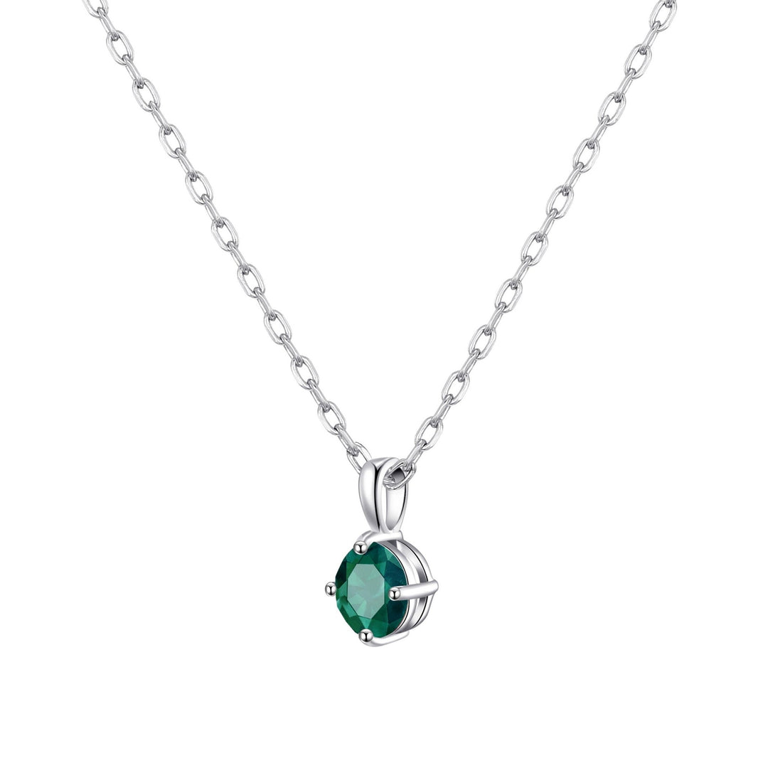 Sterling Silver Green Necklace Created with Zircondia® Crystals - Philip Jones Jewellery