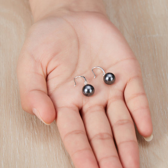 Sterling Silver Grey Pearl Drop Earrings - Philip Jones Jewellery