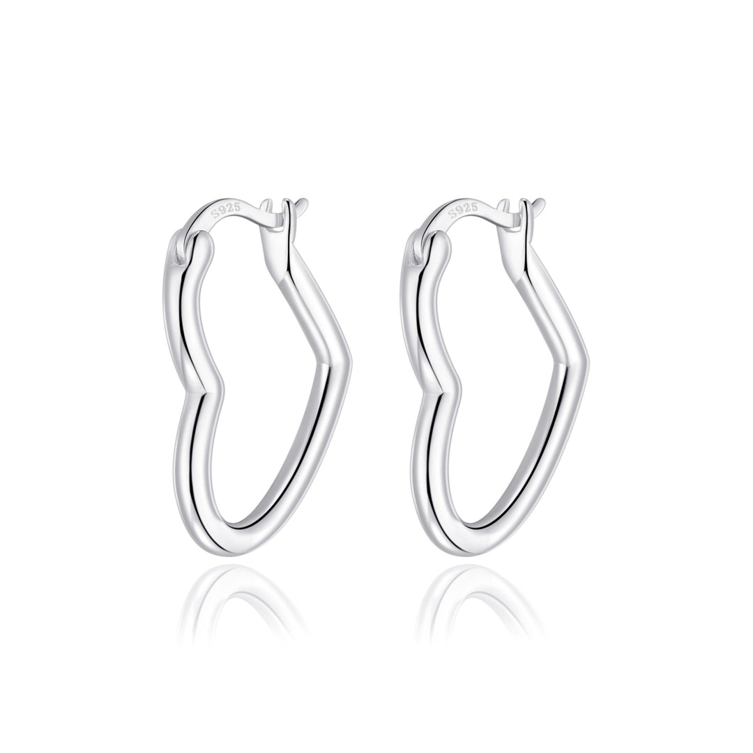 Sterling Silver Heart Hoop Earrings with Latch Back - Philip Jones Jewellery