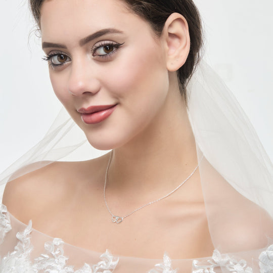 Sterling Silver Heart Link Bridal Necklace - Philip Jones Jewellery