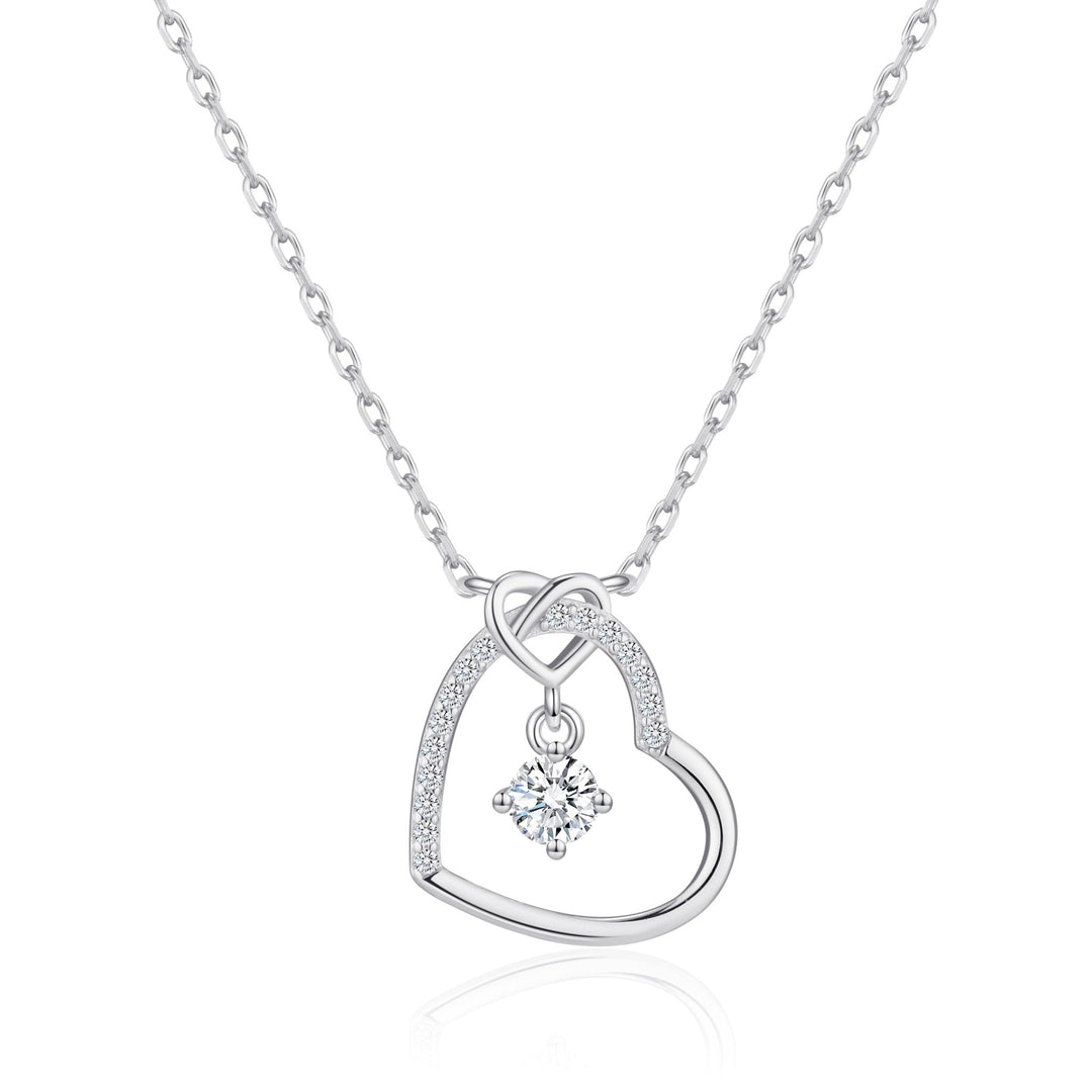 Sterling Silver Heart Necklace Created with Zircondia® Crystals - Philip Jones Jewellery
