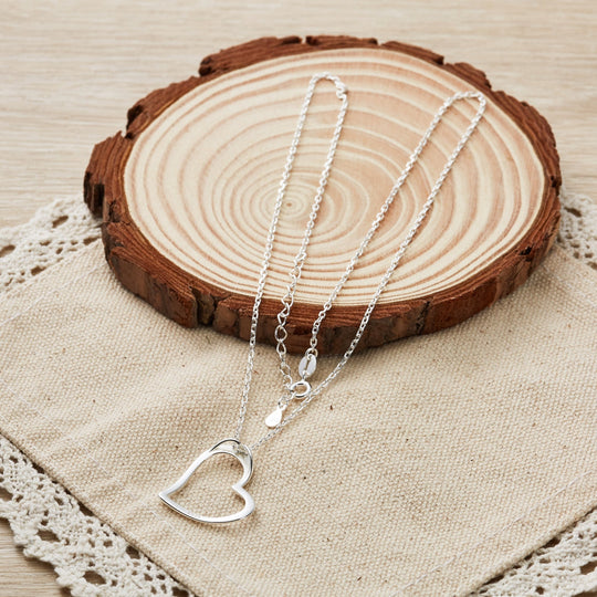 Sterling Silver Heart Pendant Necklace - Philip Jones Jewellery