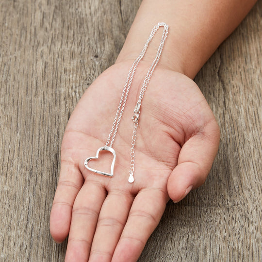 Sterling Silver Heart Pendant Necklace - Philip Jones Jewellery