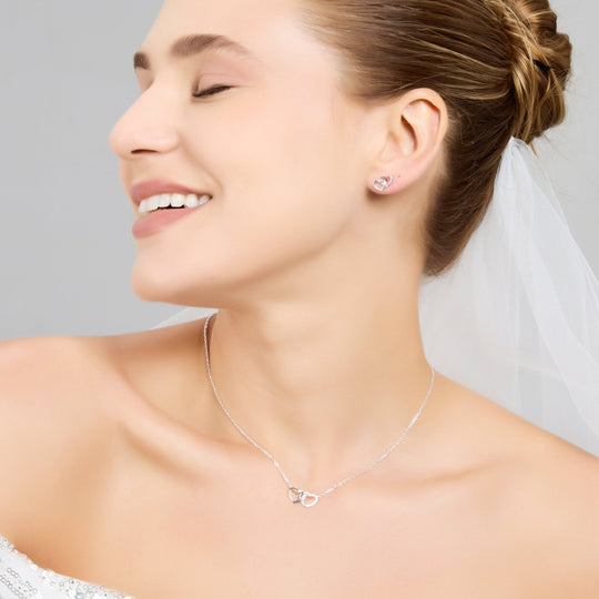 Sterling Silver I Couldn't Say I Do Without You Bridal Heart Link Set - Philip Jones Jewellery