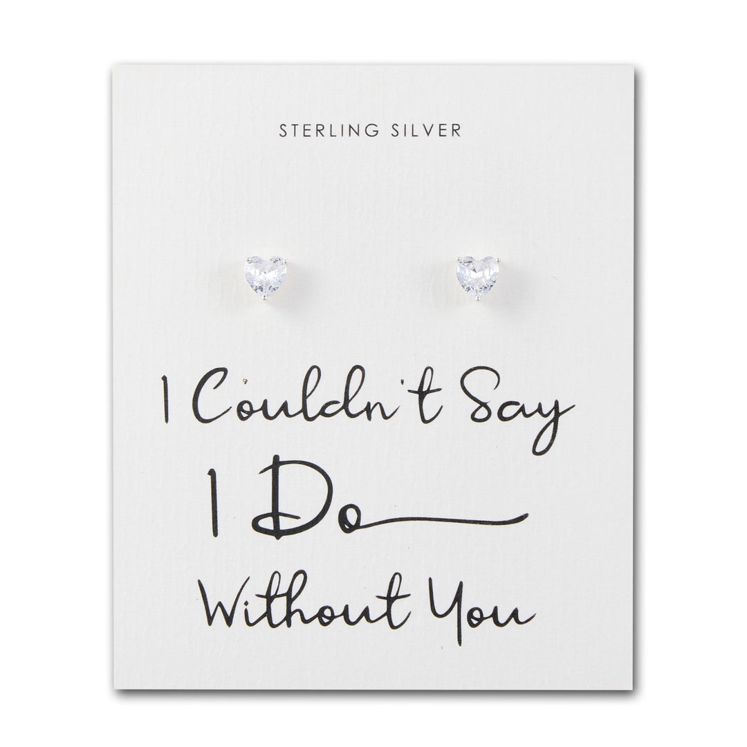 Sterling Silver I Couldn't Say I Do Without You Heart Earrings with Zircondia® Crystals - Philip Jones Jewellery