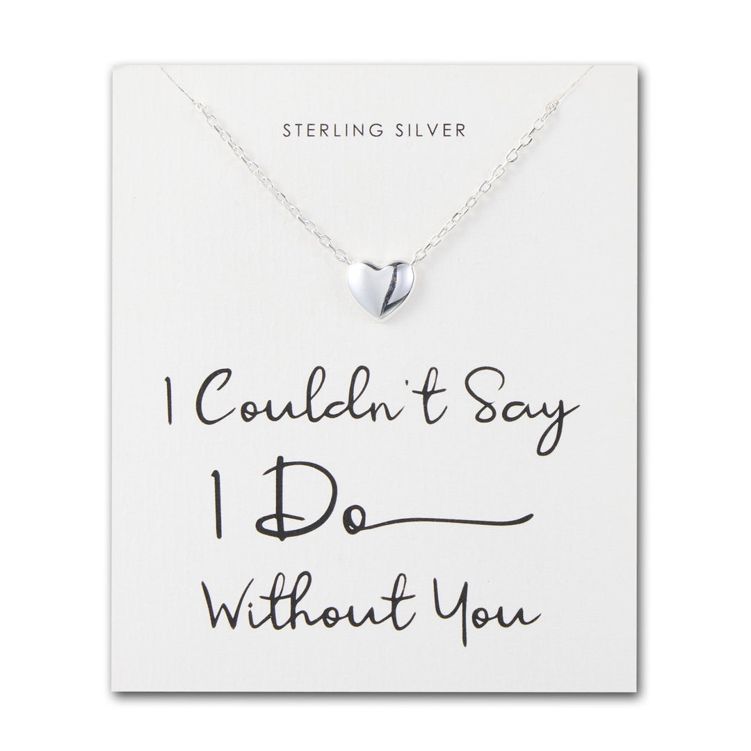 Sterling Silver I Couldn't Say I Do Without You Heart Necklace - Philip Jones Jewellery
