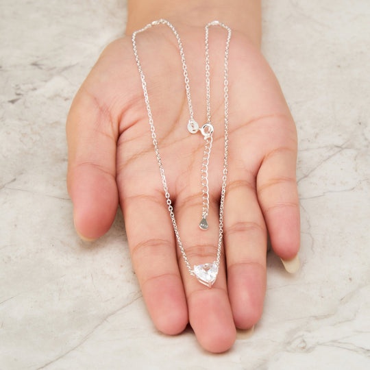 Sterling Silver I Couldn't Say I Do Without You Heart Solitaire Necklace with Zircondia® Crystals - Philip Jones Jewellery
