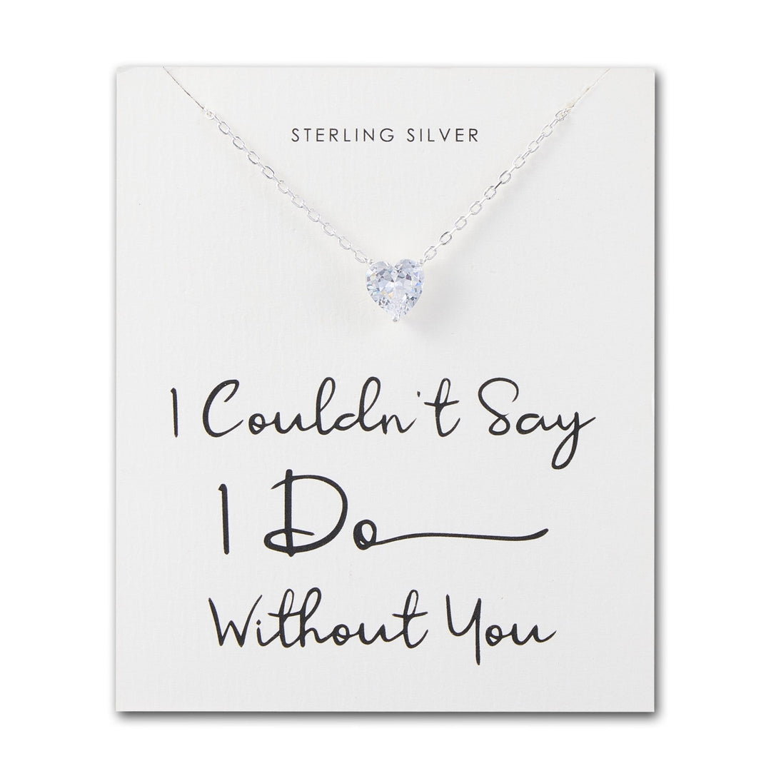 Sterling Silver I Couldn't Say I Do Without You Heart Solitaire Necklace with Zircondia® Crystals - Philip Jones Jewellery