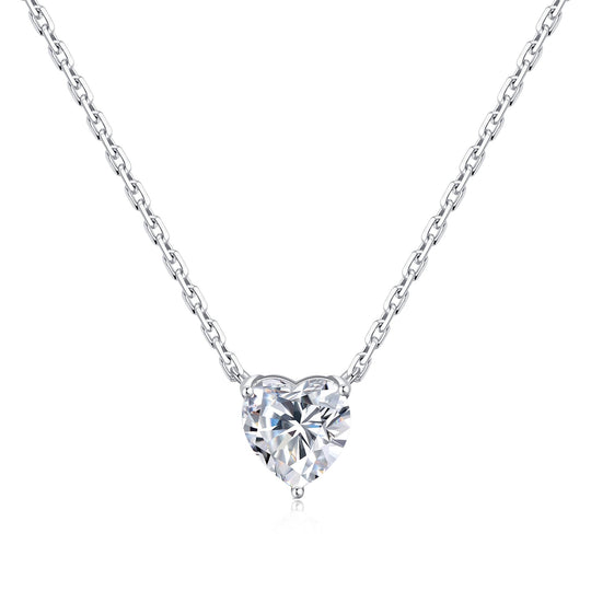 Sterling Silver I Couldn't Say I Do Without You Heart Solitaire Necklace with Zircondia® Crystals - Philip Jones Jewellery