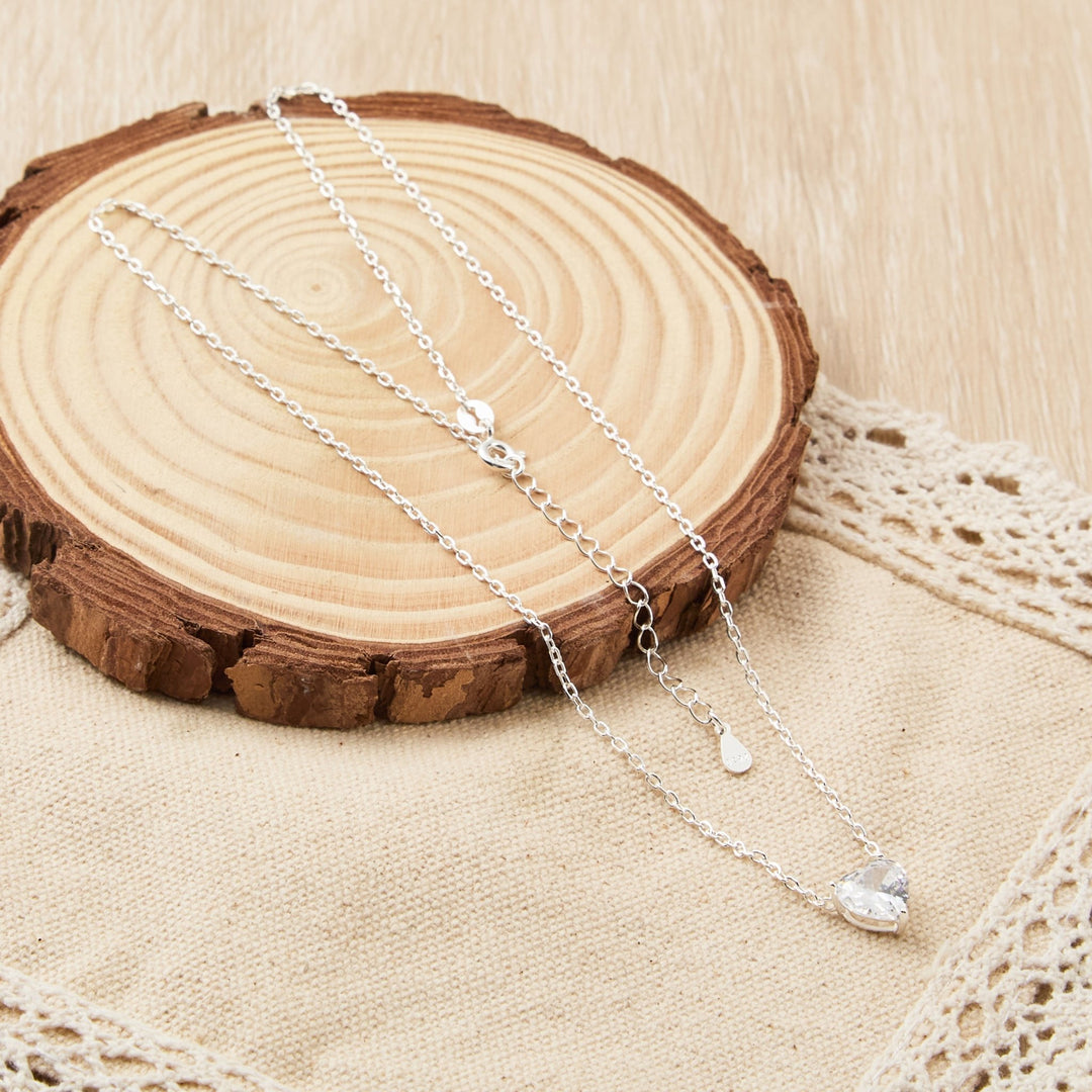 Sterling Silver I Couldn't Say I Do Without You Heart Solitaire Necklace with Zircondia® Crystals - Philip Jones Jewellery