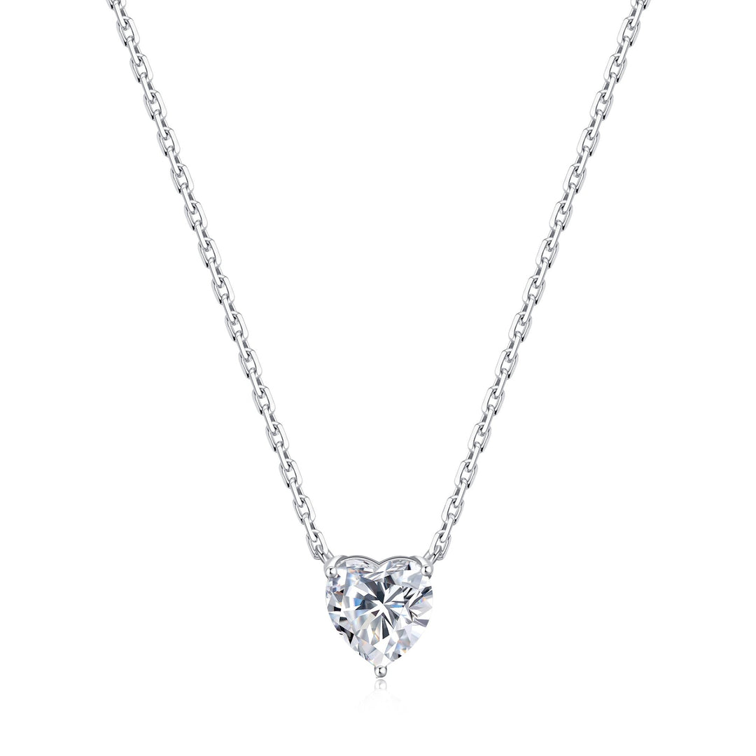 Sterling Silver I Couldn't Say I Do Without You Heart Solitaire Necklace with Zircondia® Crystals - Philip Jones Jewellery