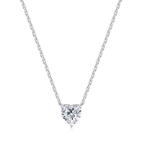 Sterling Silver I Couldn't Say I Do Without You Heart Solitaire Necklace with Zircondia® Crystals - Philip Jones Jewellery