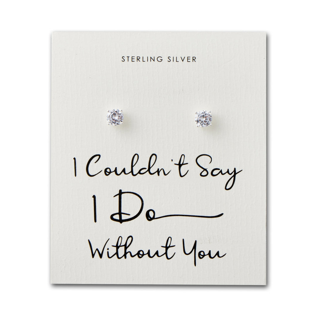 Sterling Silver I Couldn't Say I Do Without You Solitaire Crystal Earrings - Philip Jones Jewellery