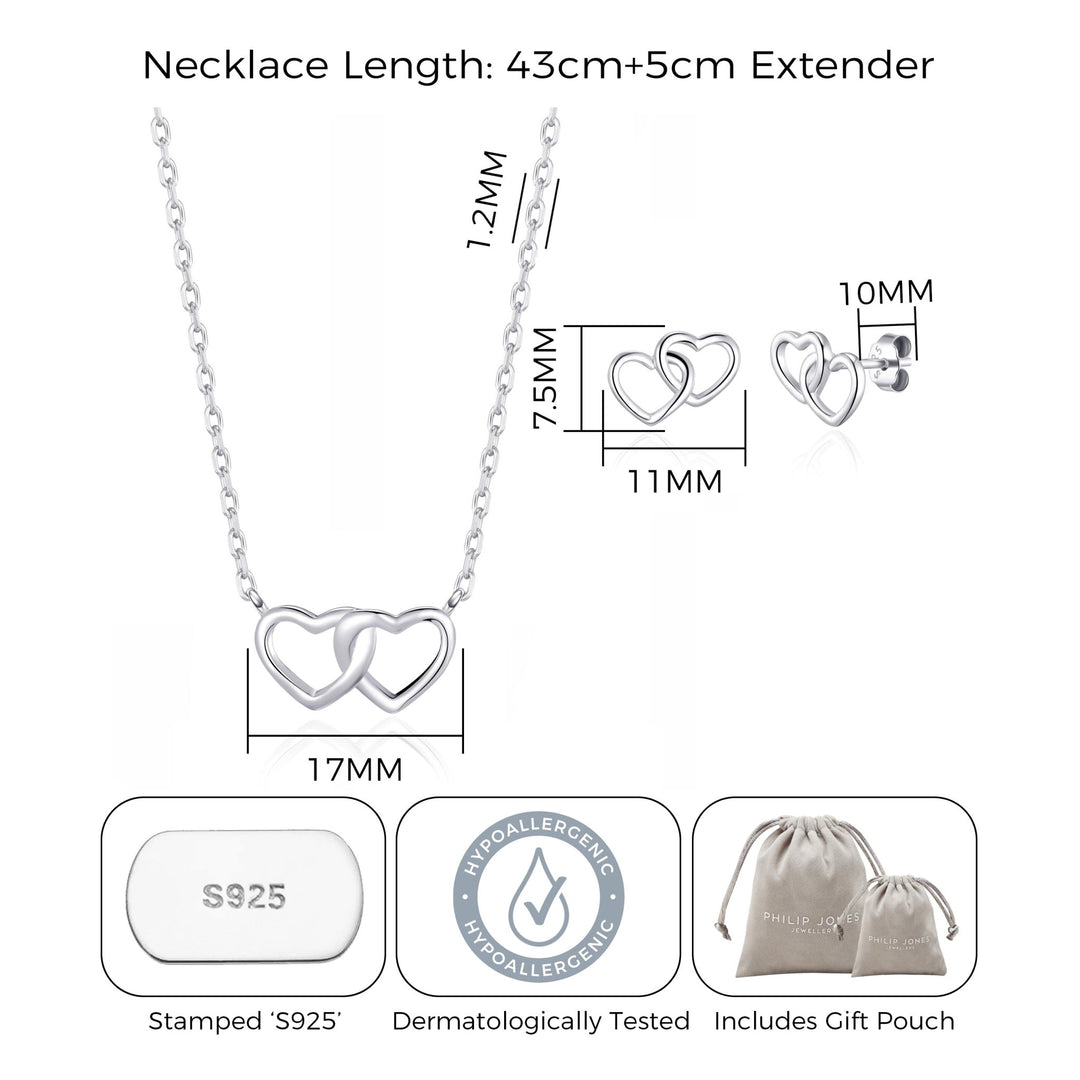 Sterling Silver I Couldn't Say I Do Without You Wedding Heart Link Set - Philip Jones Jewellery