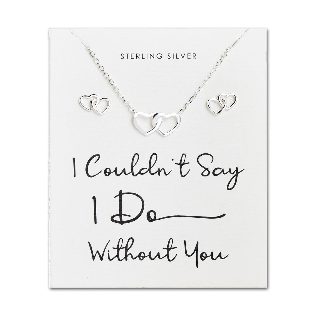Sterling Silver I Couldn't Say I Do Without You Wedding Heart Link Set - Philip Jones Jewellery