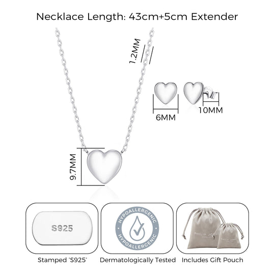 Sterling Silver I Couldn't Say I Do Without You Wedding Heart Set - Philip Jones Jewellery