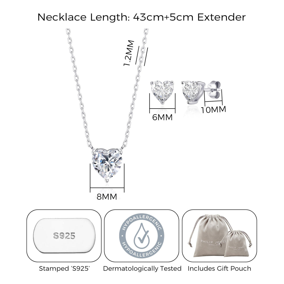 Sterling Silver I Couldn't Say I Do Without You Wedding Heart Solitaire Set Created with Zircondia® Crystals - Philip Jones Jewellery