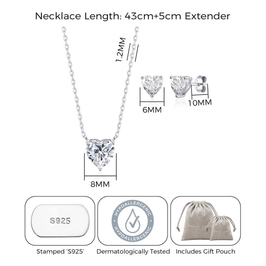 Sterling Silver I Couldn't Say I Do Without You Wedding Heart Solitaire Set Created with Zircondia® Crystals - Philip Jones Jewellery