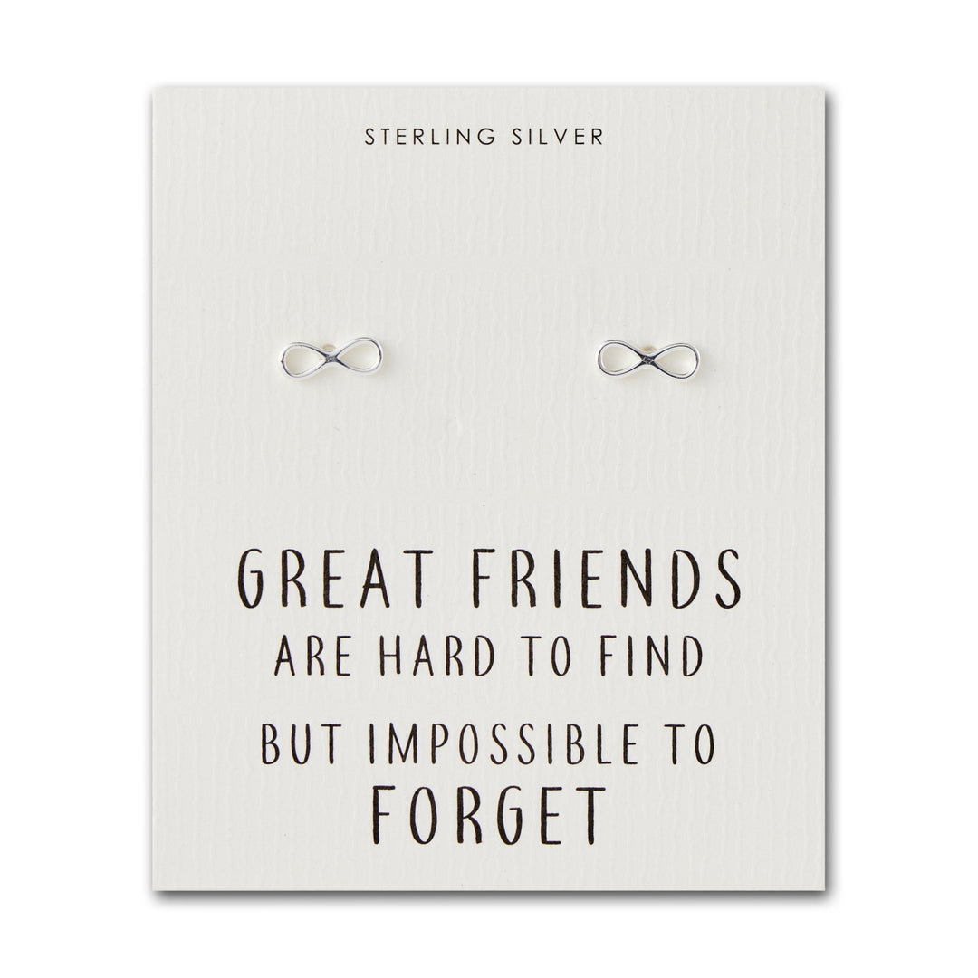 Sterling Silver Infinity Friendship Quote Earrings - Philip Jones Jewellery