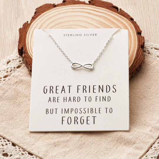 Sterling Silver Infinity Friendship Quote Necklace - Philip Jones Jewellery