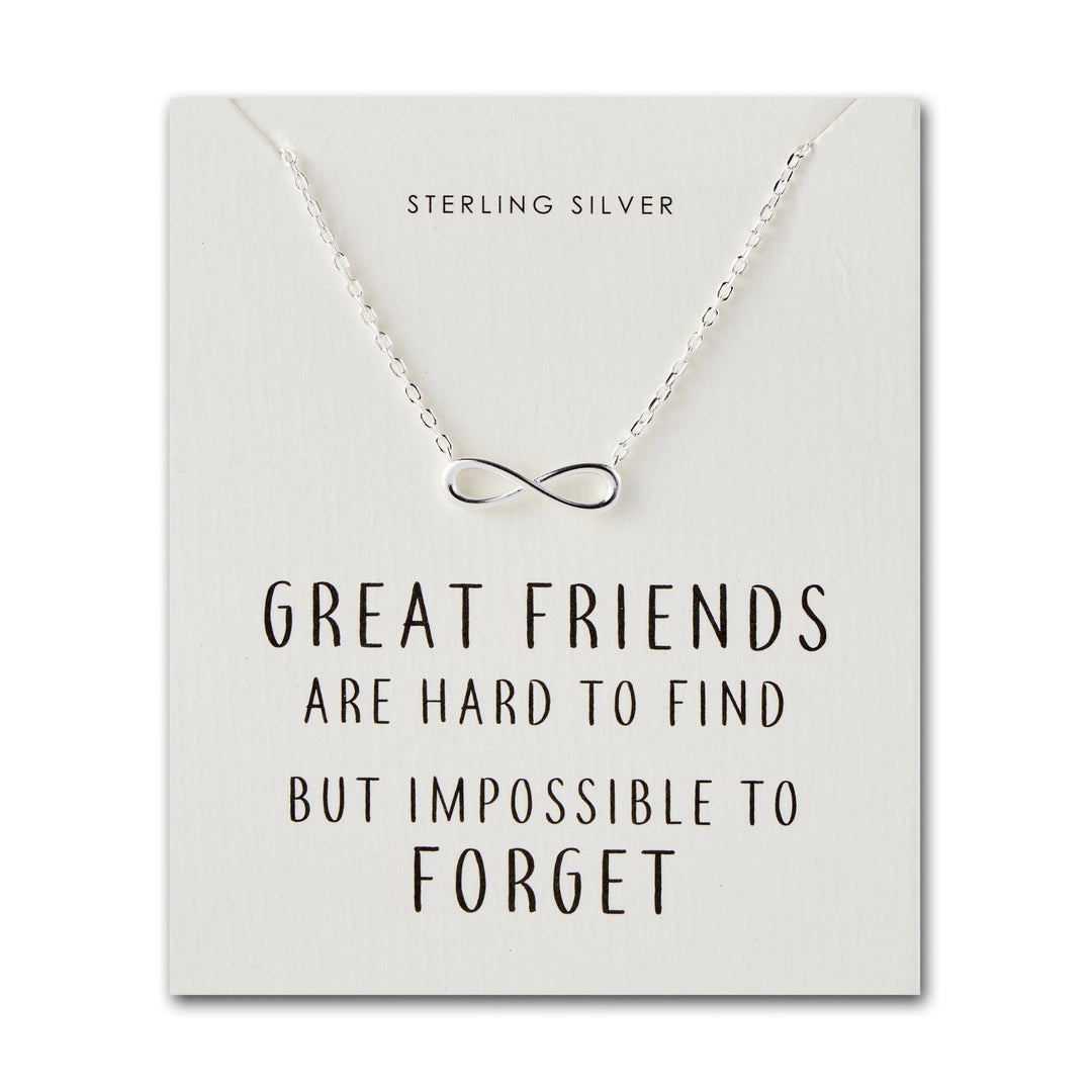 Sterling Silver Infinity Friendship Quote Necklace - Philip Jones Jewellery