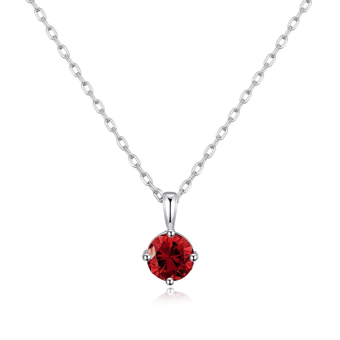 Sterling Silver January (Garnet) Birthstone Necklace Created with Zircondia® Crystals - Philip Jones Jewellery