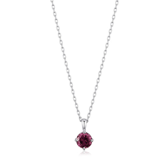 Sterling Silver June (Alexandrite) Birthstone Necklace Created with Zircondia® Crystals - Philip Jones Jewellery