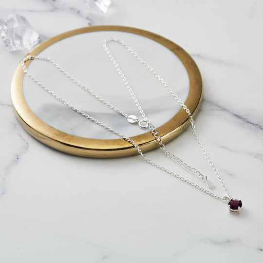 Sterling Silver June (Alexandrite) Birthstone Necklace Created with Zircondia® Crystals - Philip Jones Jewellery