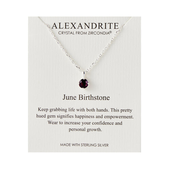 Sterling Silver June (Alexandrite) Birthstone Necklace Created with Zircondia® Crystals - Philip Jones Jewellery